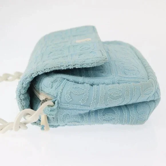 CHANEL Plastic Chain Shoulder Bag Pile Light Blue Silver CC Auth 158681V - Picture 4 of 16